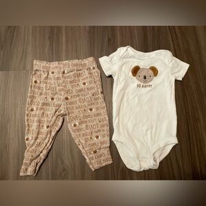 Carter's White and Brown Koala Baby Cozy Set size 3/6M